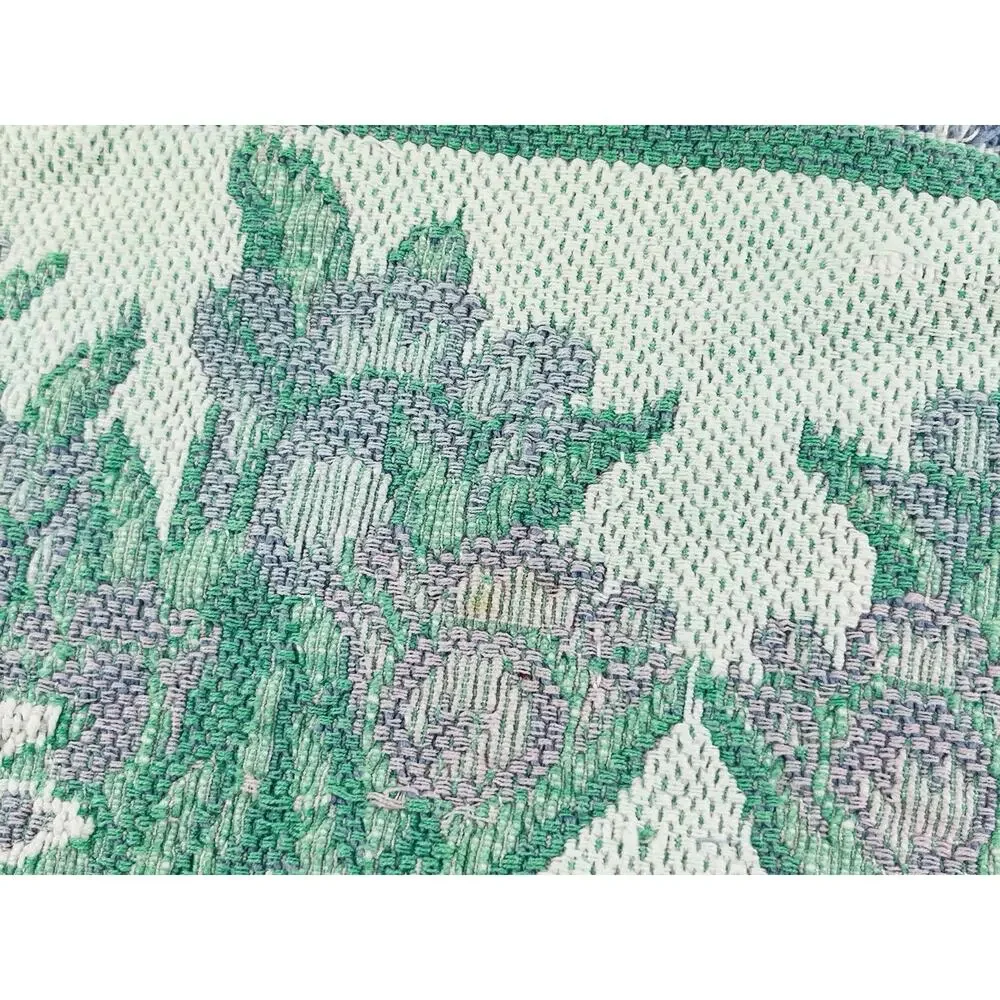Bunnies Tulips Tapestry Folk Art Table Runner Easter Woven Spring Purple Green P